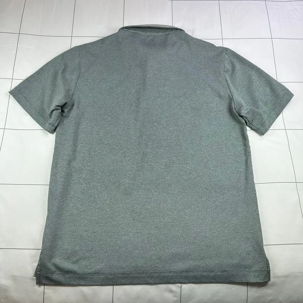 Outdoor Voices Polo Shirt Mens Medium Green Gray Golf Short Sleeve Performance